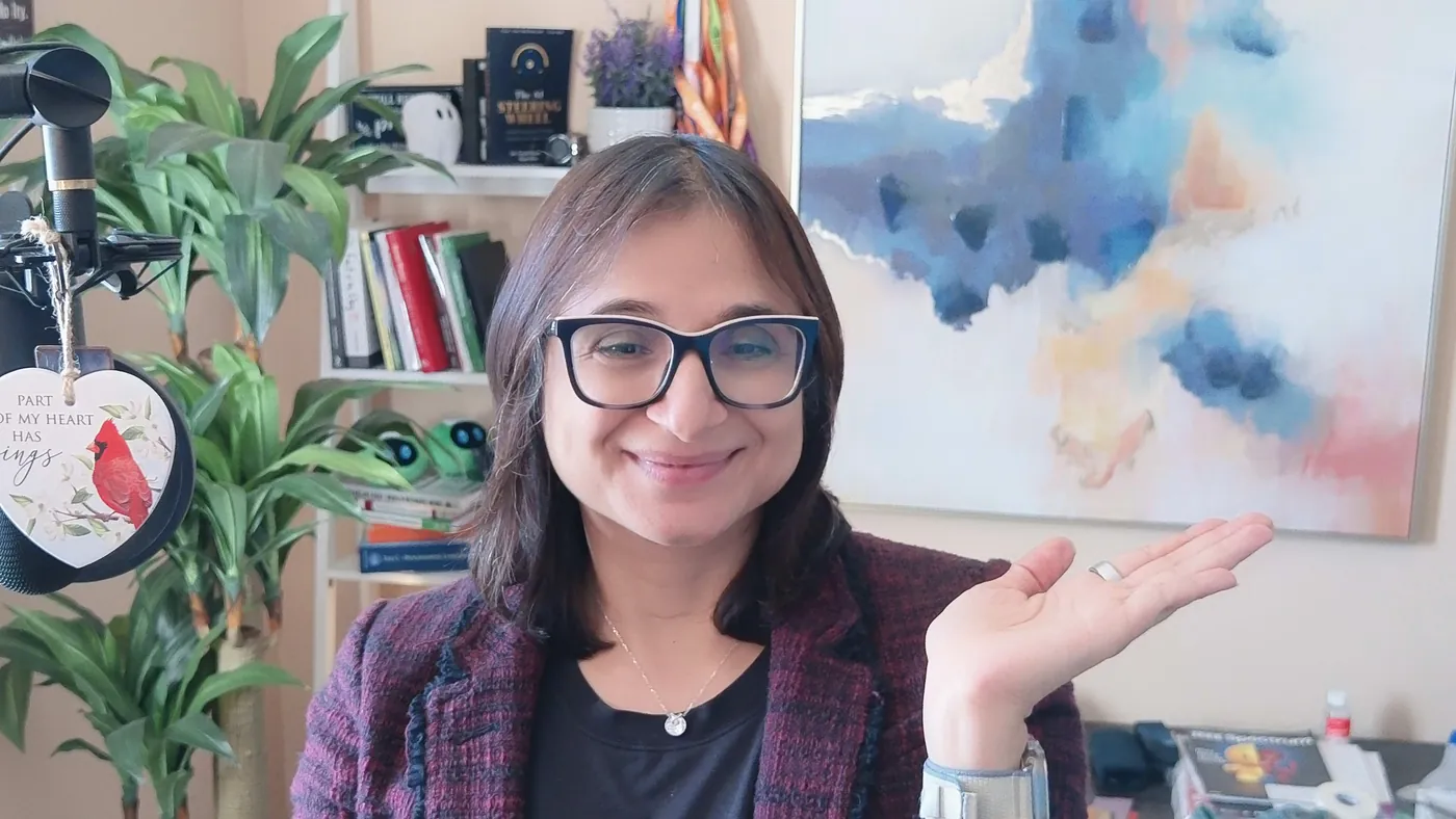 Mani Khanuja presenting from her studio